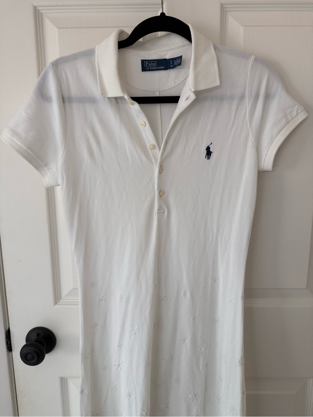 Polo Ralph Lauren Eyelet Detail Short Sleeve Stretch Cotton collared white Dress - Picture 10 of 15